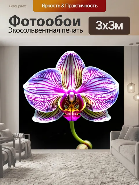 Фотообои орхидея с фрактальными узорами вокруг