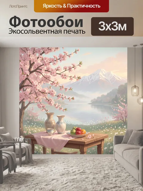 Фотообои Сакура у горного озера