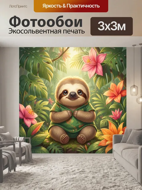 Фотообои Милый ленивец в джунглях