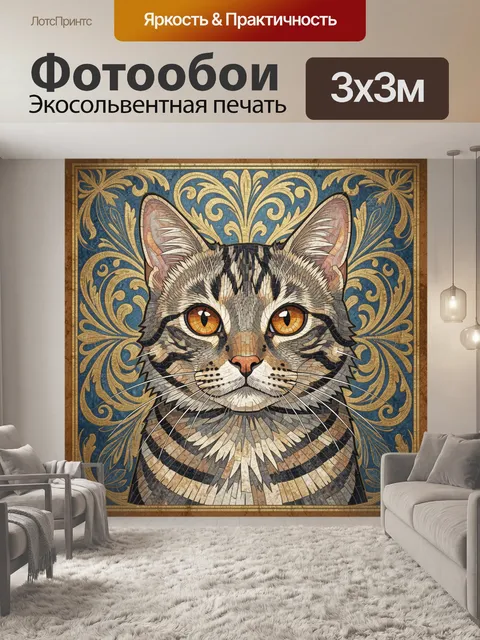 Фотообои Кот с мозаичным орнаментом