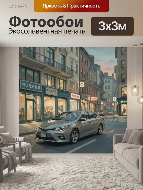 Фотообои Городская улица с серым седаном