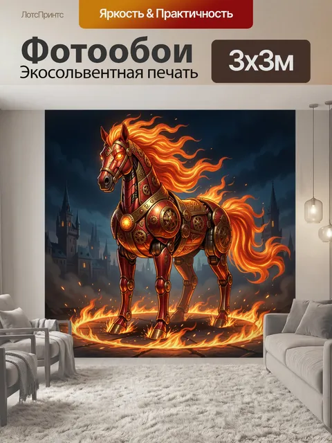 Фотообои Огненный механический конь