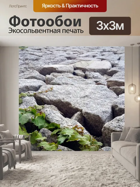 Фотообои Каменная стена дорога