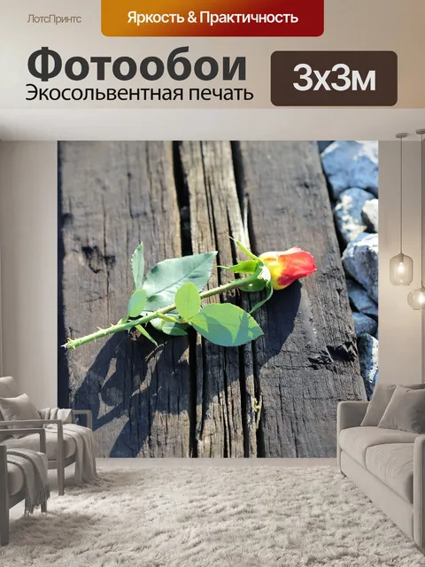 Фотообои Желтый красная роза на железной дороге