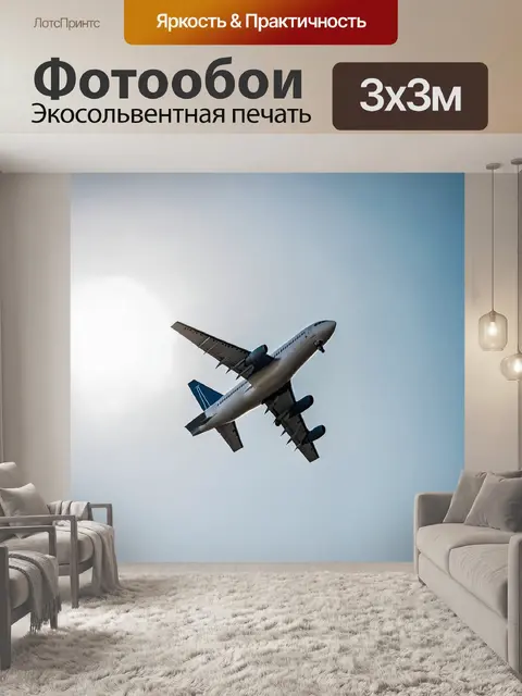 Фотообои самолет в стиле минимализм на фоне зенитного солнечного света