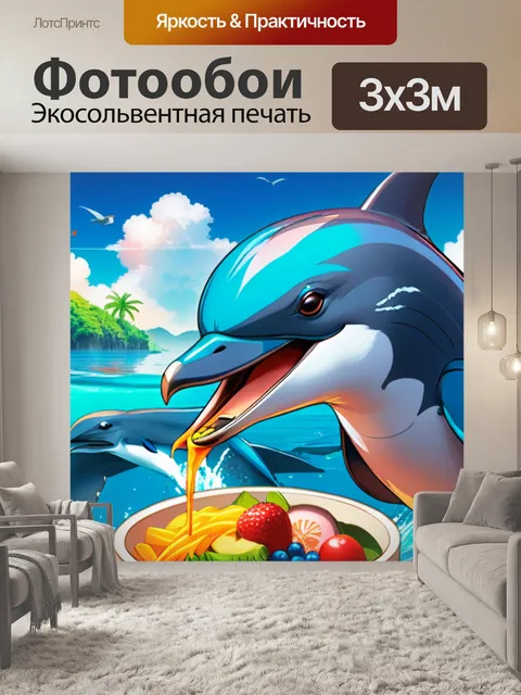 Фотообои дельфин кушает