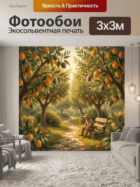Фотообои Садовая аллея с апельсиновыми деревьями