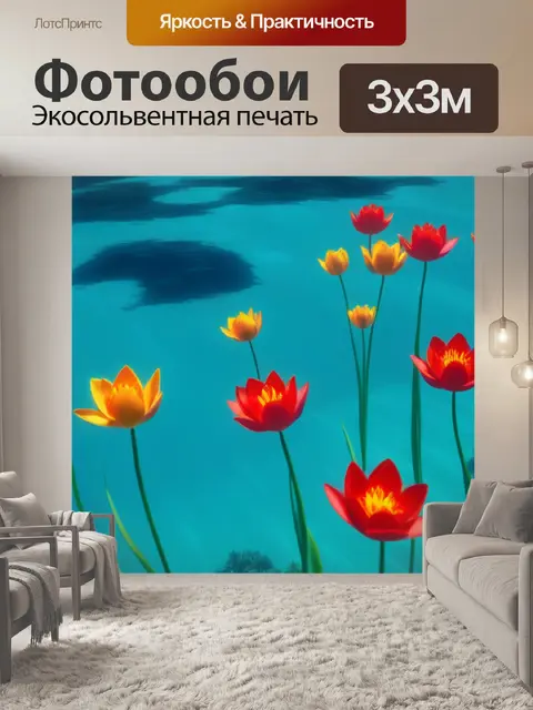 Фотообои тюльпаны в прозрачном океане воды