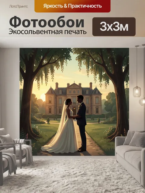 Фотообои Свадебная пара у особняка