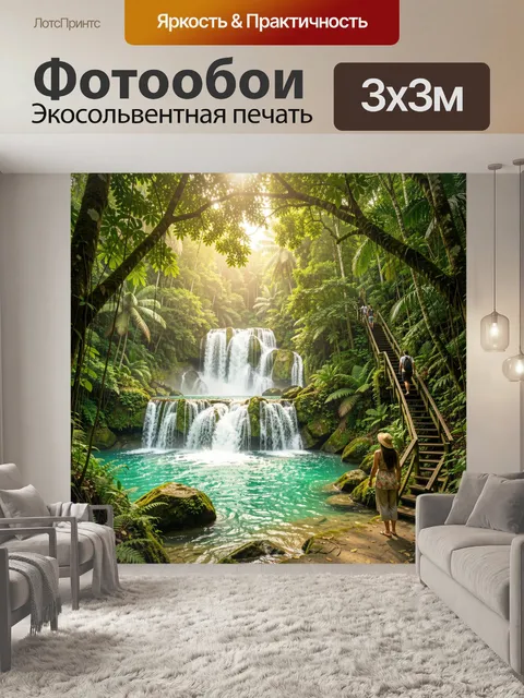 Фотообои Тропический водопад в джунглях