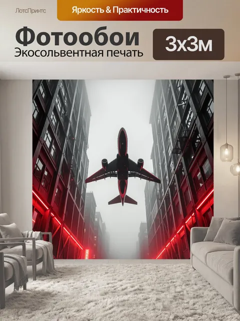 Фотообои Силуэт самолёта в центре кадра