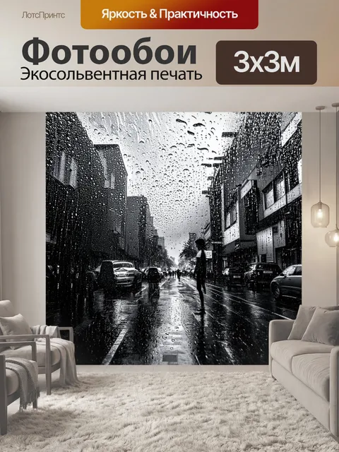 Фотообои дождь в черно-белом стиле