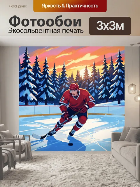 Фотообои Хоккеист на зимнем катке