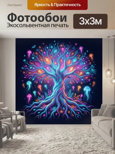 Фотообои Неоновое древо с медузами