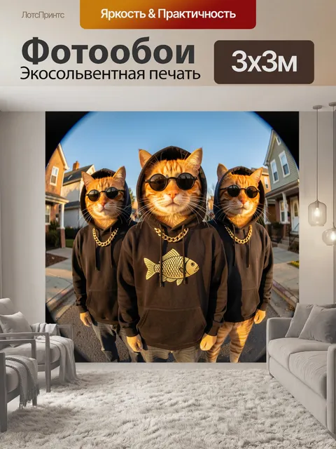 Фотообои Три кота в худи и очках