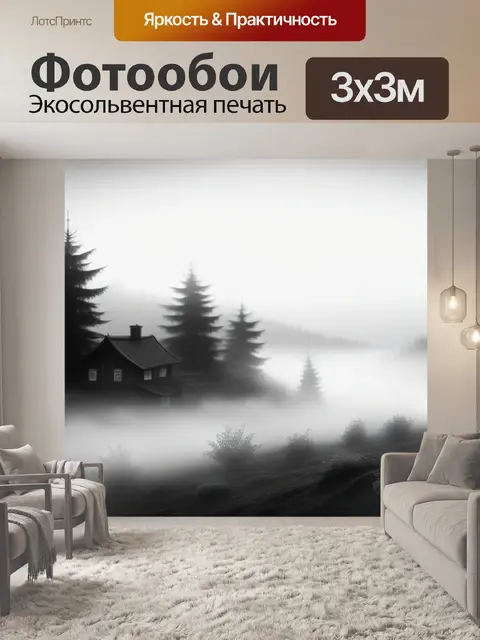 Фотообои пейзаж с туманом фото чернобелый