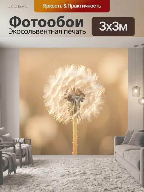 Фотообои Одуванчик в золотом свете