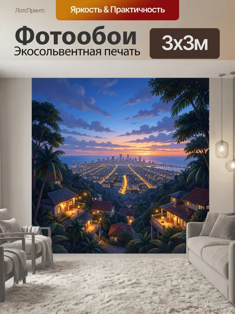 Фотообои Вечерний город у океана