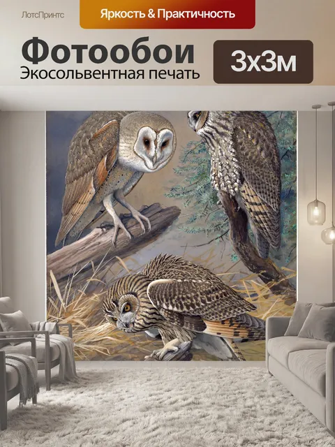 Фотообои Старинные совы художественная роспись