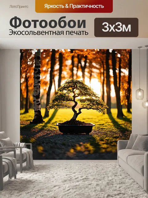 Фотообои на фоне берёзовой рощи