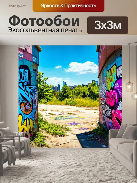 Фотообои пейзаж в стиле граффити