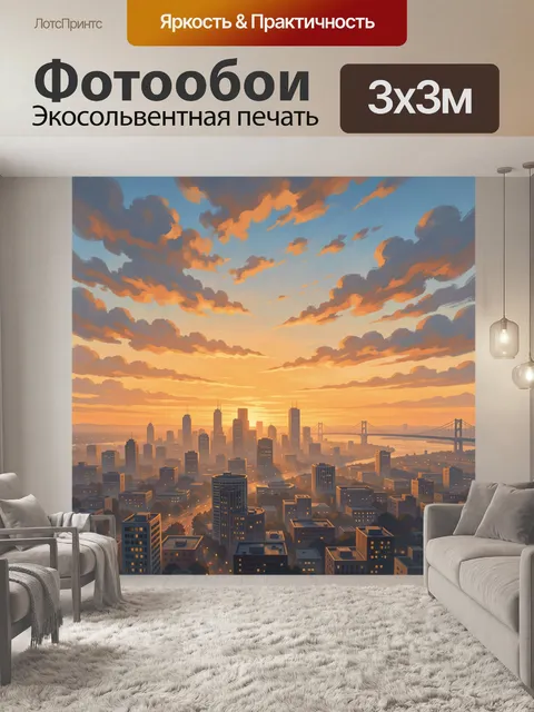 Фотообои Городской пейзаж на закате