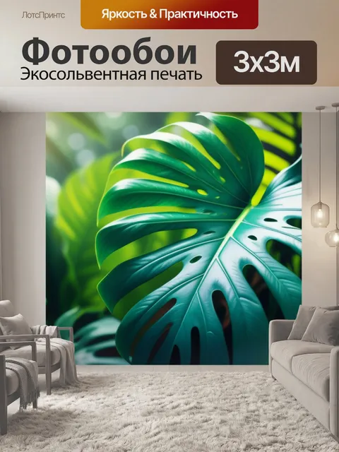 Фотообои с листьями монстеры максимал