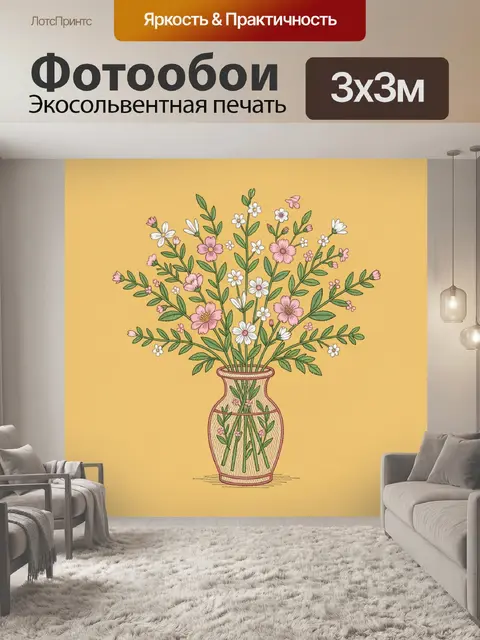 Фотообои Букет полевых цветов в вазе