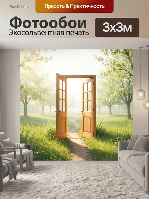 Фотообои Открытая дверь в весенний сад