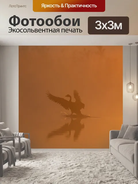 Фотообои Гусь на озеро туманное