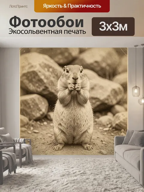 Фотообои Сурок на каменистом фоне