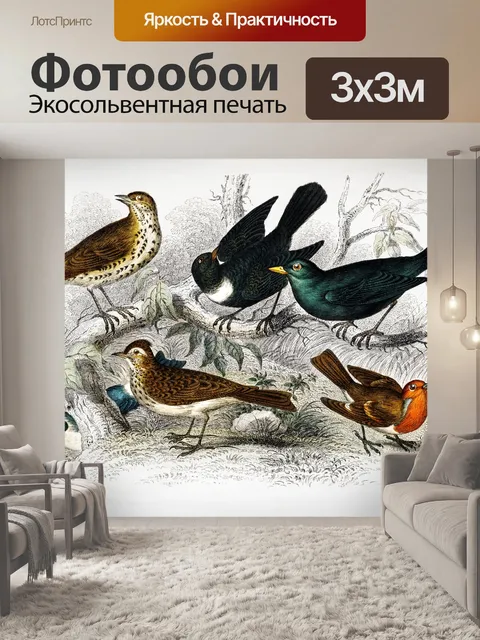 Фотообои Птицы тропических старинных искусства