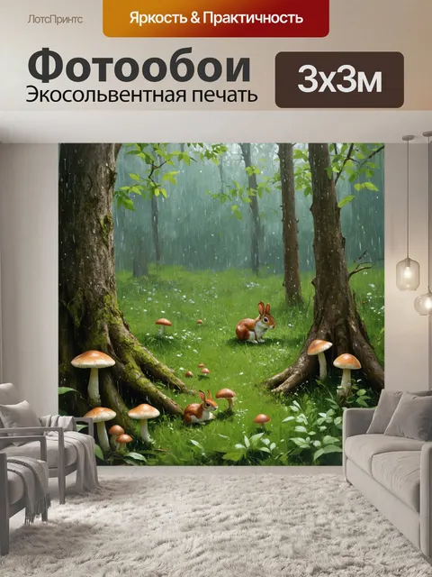 Фотообои утро: уютный уголок леса, омытый утренней росой, где как будто замедленное время