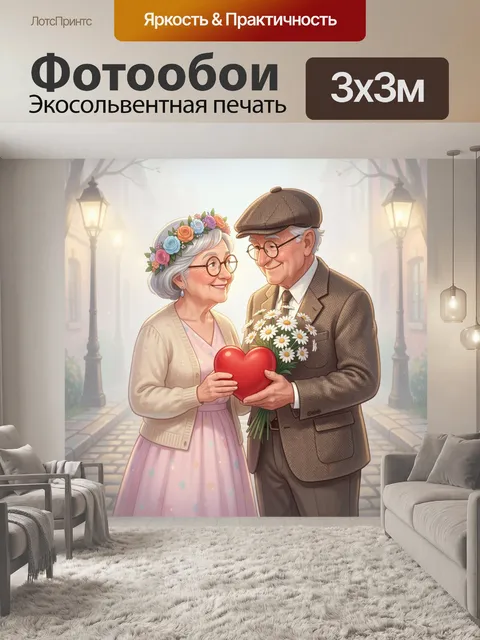 Фотообои Пожилая влюбленная пара с цветами