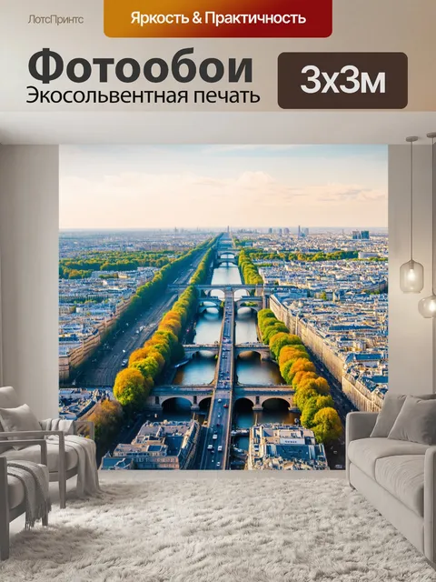 Фотообои утренний париж с его величественными мостами и ярким небом, пробуждающимся к жизни
