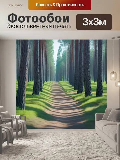 Фотообои путь через сосновый лес