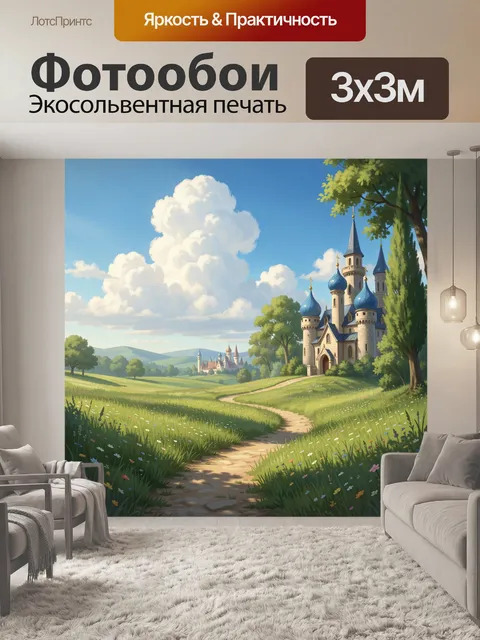 Фотообои Сказочный замок среди лугов