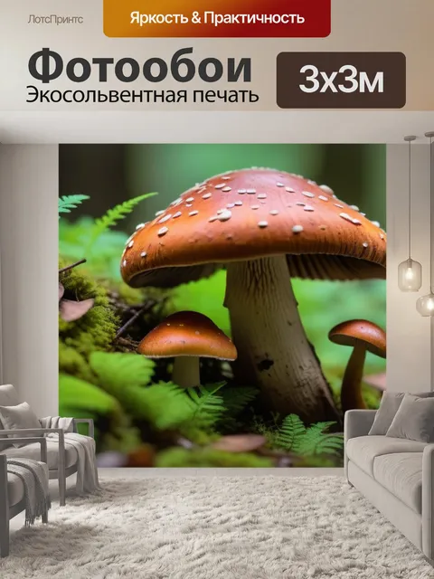 Фотообои лесные грибы