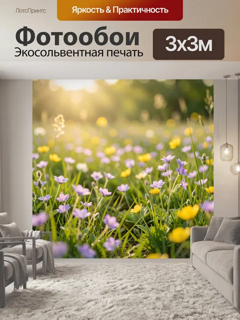 Фотообои Весенний луг с полевыми цветами