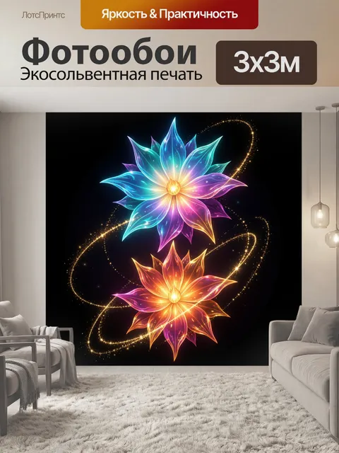 Фотообои Светящиеся цветы в космосе