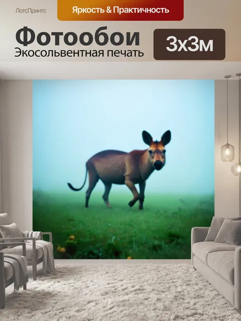 Фотообои туман в стиле поп-арт, стилизованные животные, полуразмытые в тумане