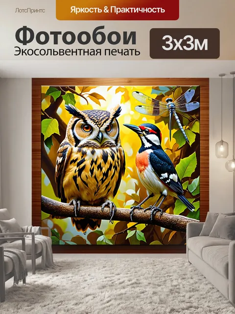 Фотообои совпадение орнитологических элементов: сова