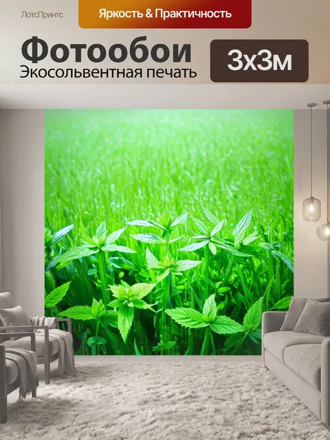 Фотообои мятный цвет показывают великолепную сказку о лугах