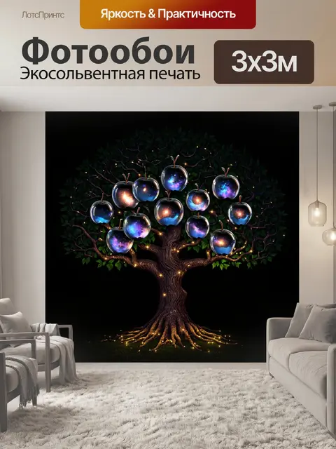 Фотообои Дерево с тонкими черными ветвями