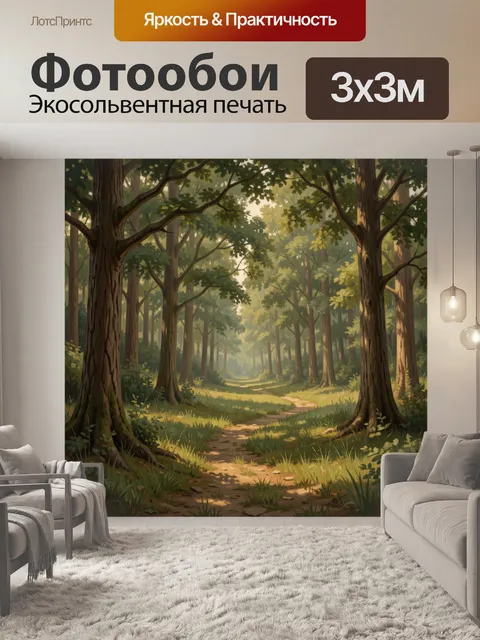 Фотообои Лесная тропа среди деревьев