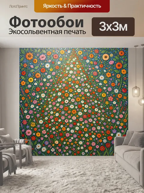 Фотообои Яркий луг полевых цветов