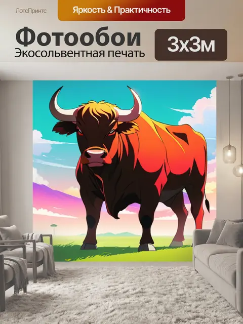 Фотообои бык минимализм
