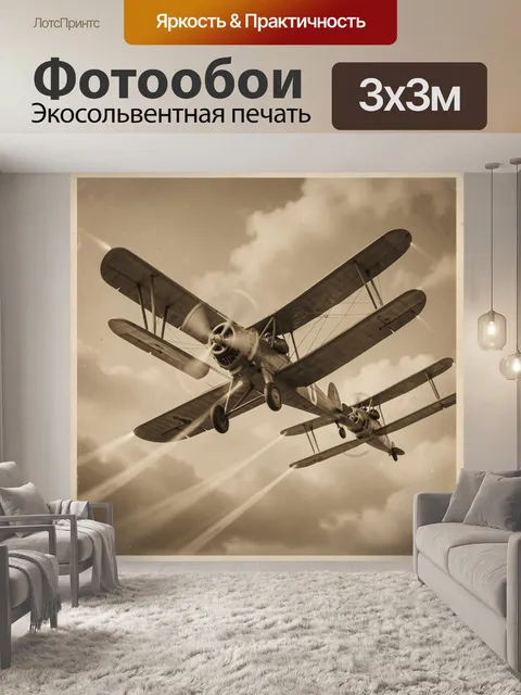 Фотообои Два биплана в облачном небе