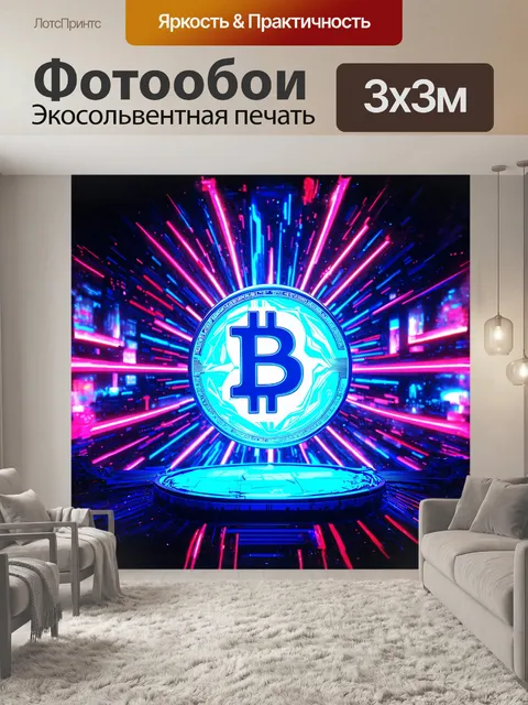 Фотообои биткоин изображен как гигантский кристаллический объект
