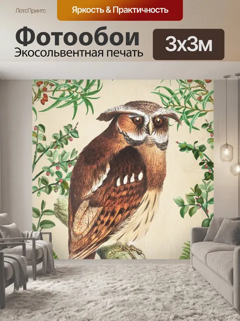 Фотообои Винтажный арт-плакат с птицами